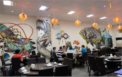 沅江海鲜餐厅墙体彩绘